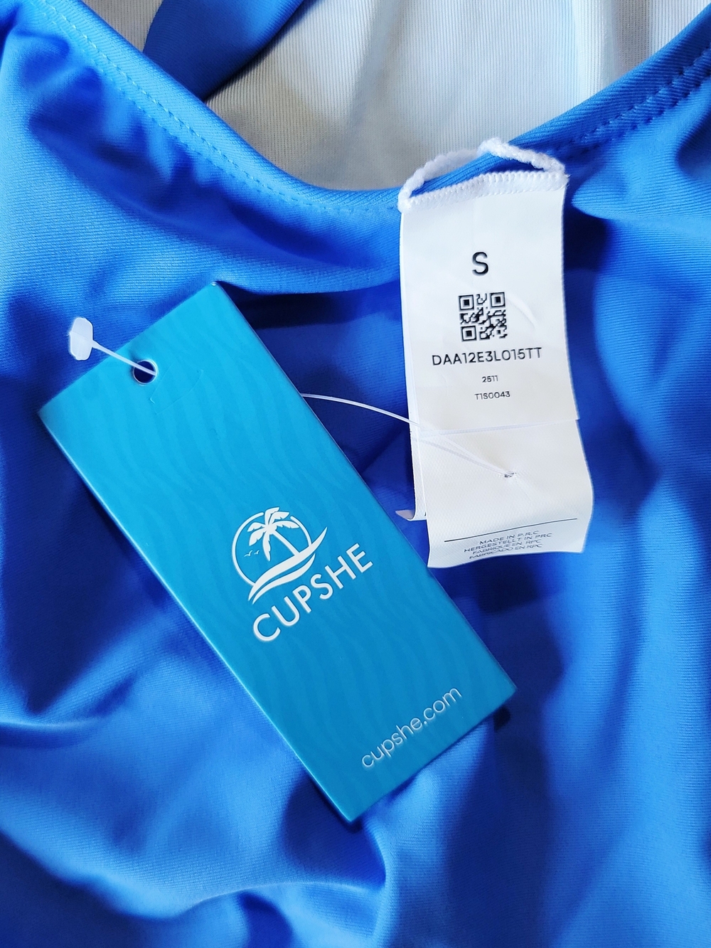 NWT Cupshe Bright Blue Women's One-Piece Swimsuit - Picture 3 of 5